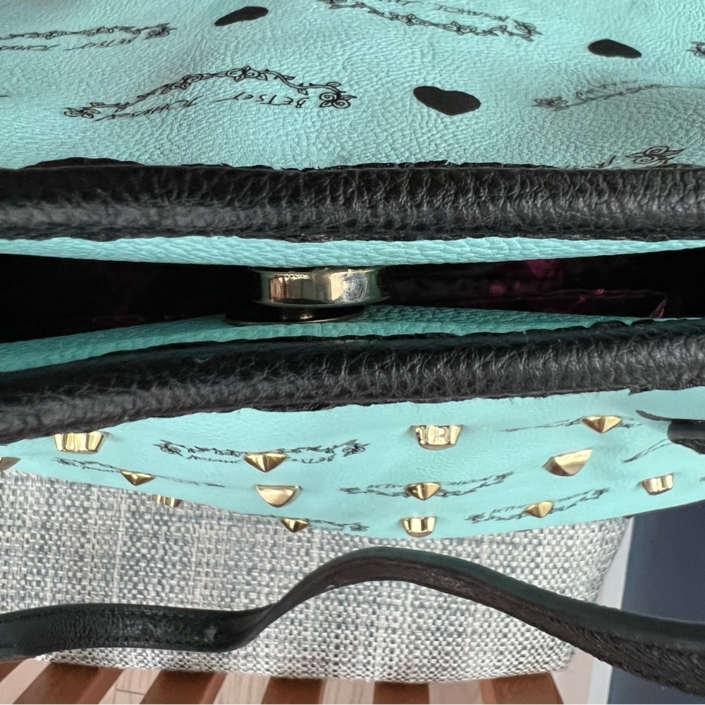 Betsey Johnson Teal Tote Bag with Gold Accents - Picture 14 of 16